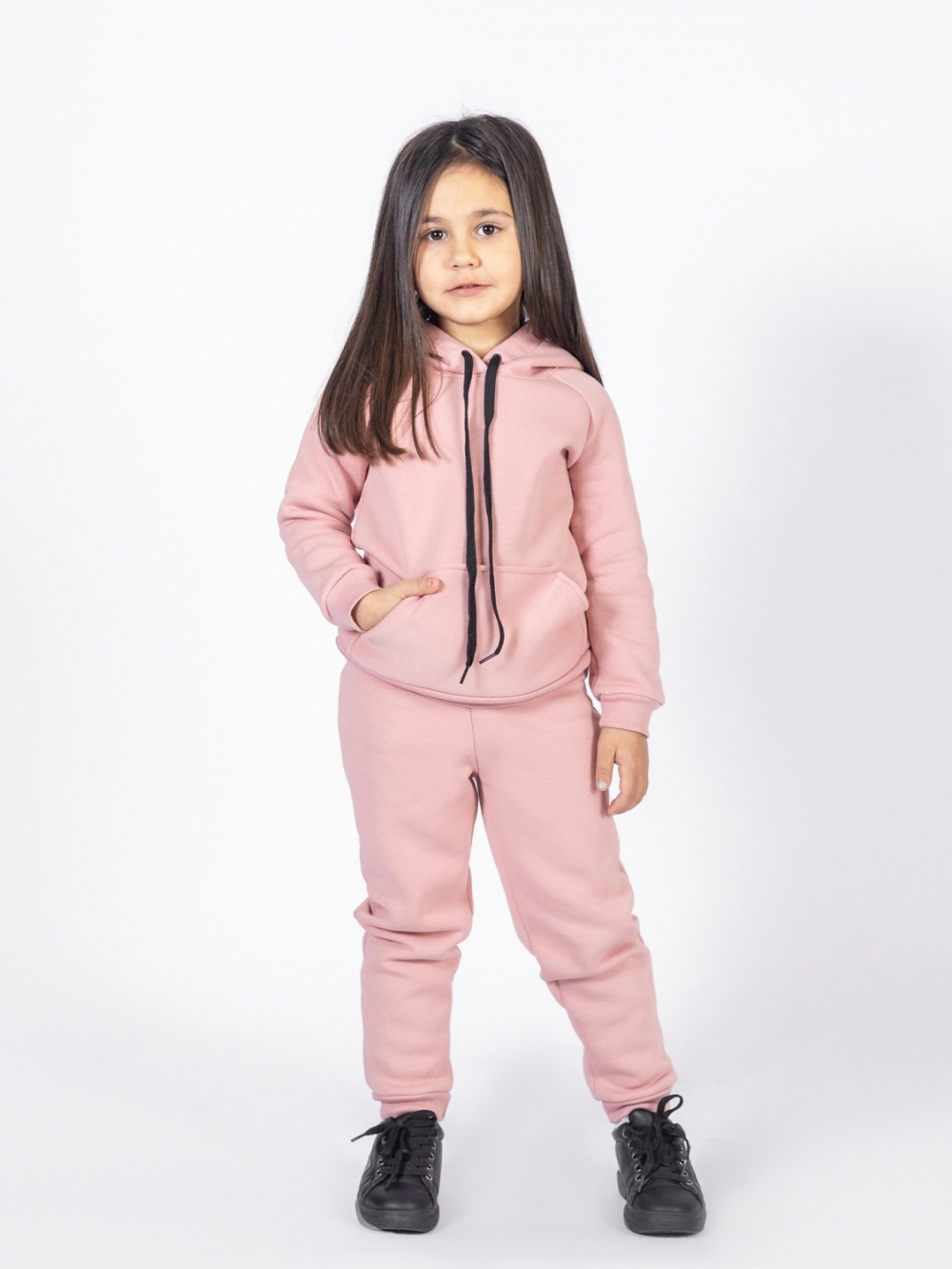 296-П. Свитшот с капюшоном  + Штаны, хлопок 65%, 35% ПЭ, 3-х нитка (начес) пудра 146,152,158