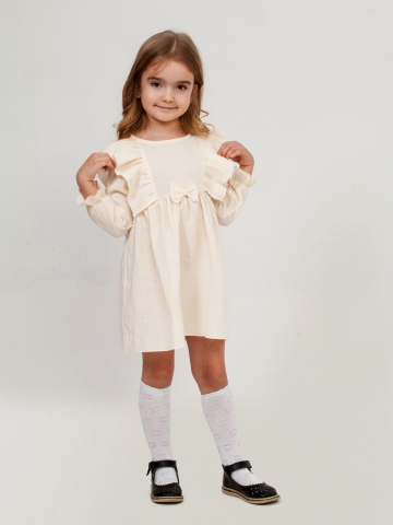 Купить 321-СЛ. Платье из муслина детское, хлопок 100% сливочный, р. 98,104,110,116 в Ярославле