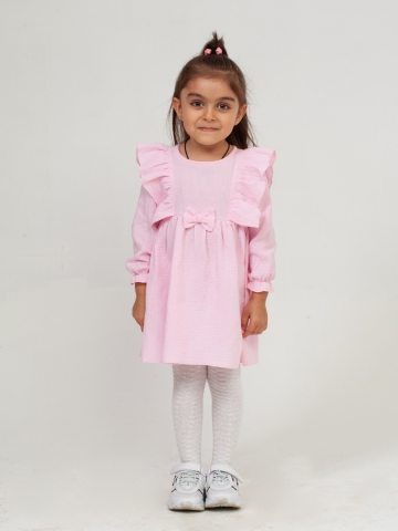 Купить 321-Р. Платье из муслина детское, хлопок 100% розовый, р. 98,104,110,116 в Ярославле